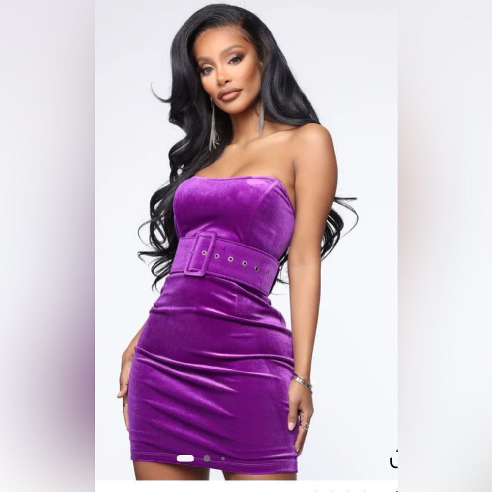 Fashion Nova Vibrant Velvet Purple Strapless Dress